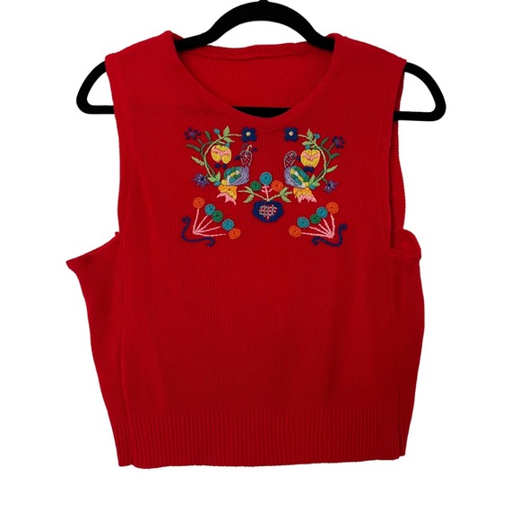 Vintage Bohemian Cropped Sweater Vest with Embroidery - Picture 2 of 13